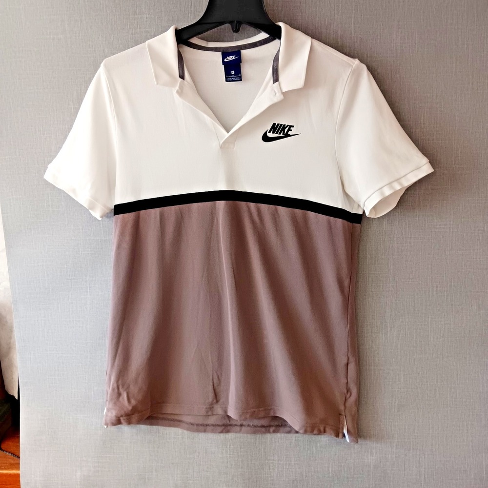 Nike Sportswear Polo Shirt Colorblock Slim Fit Large White Gray Black Mens Golf